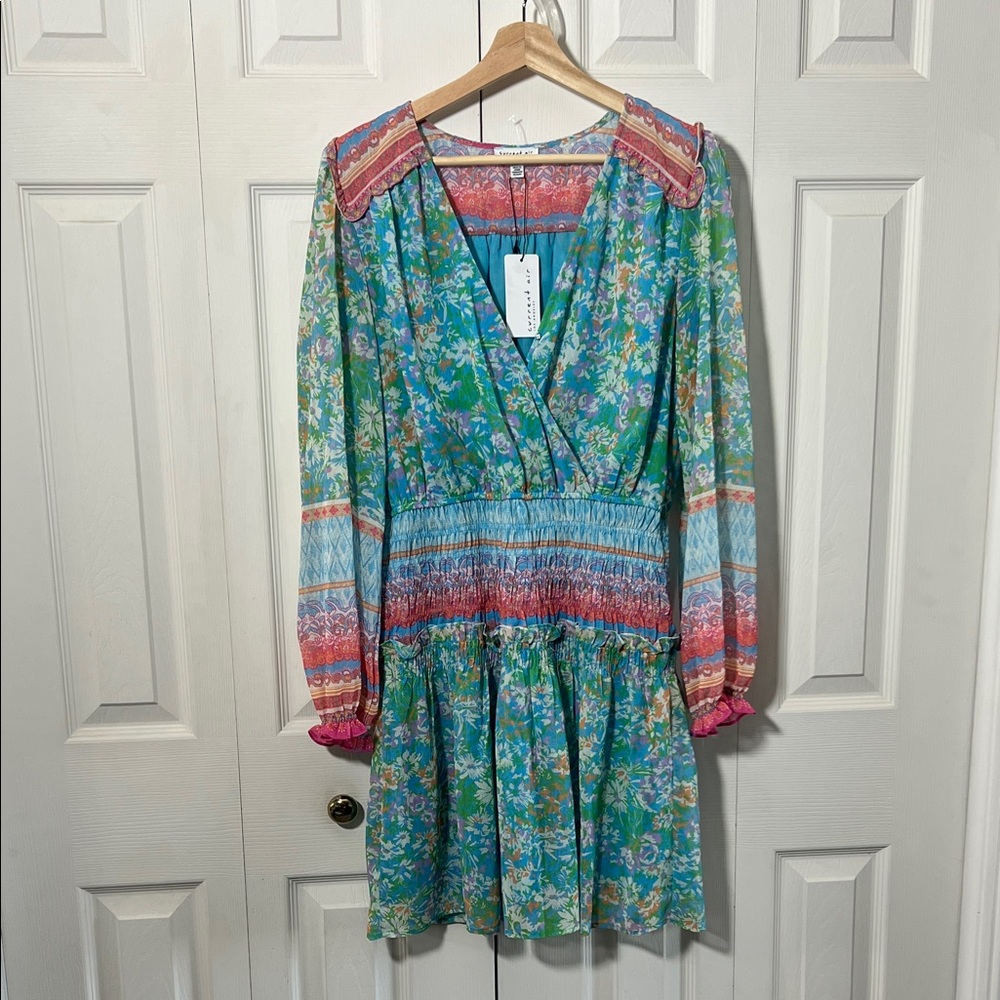 Current Air Blue and Pink Floral Long Sleeve Dress